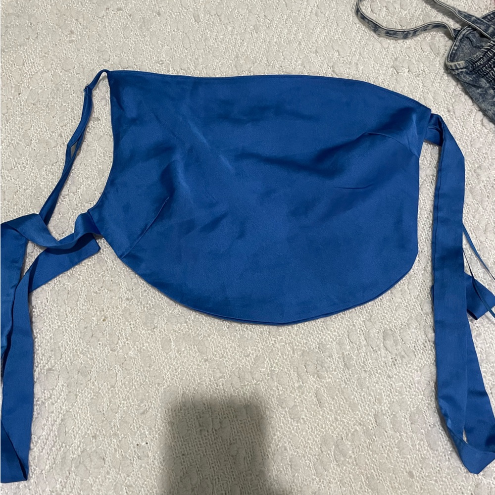 Crop top satin  blue